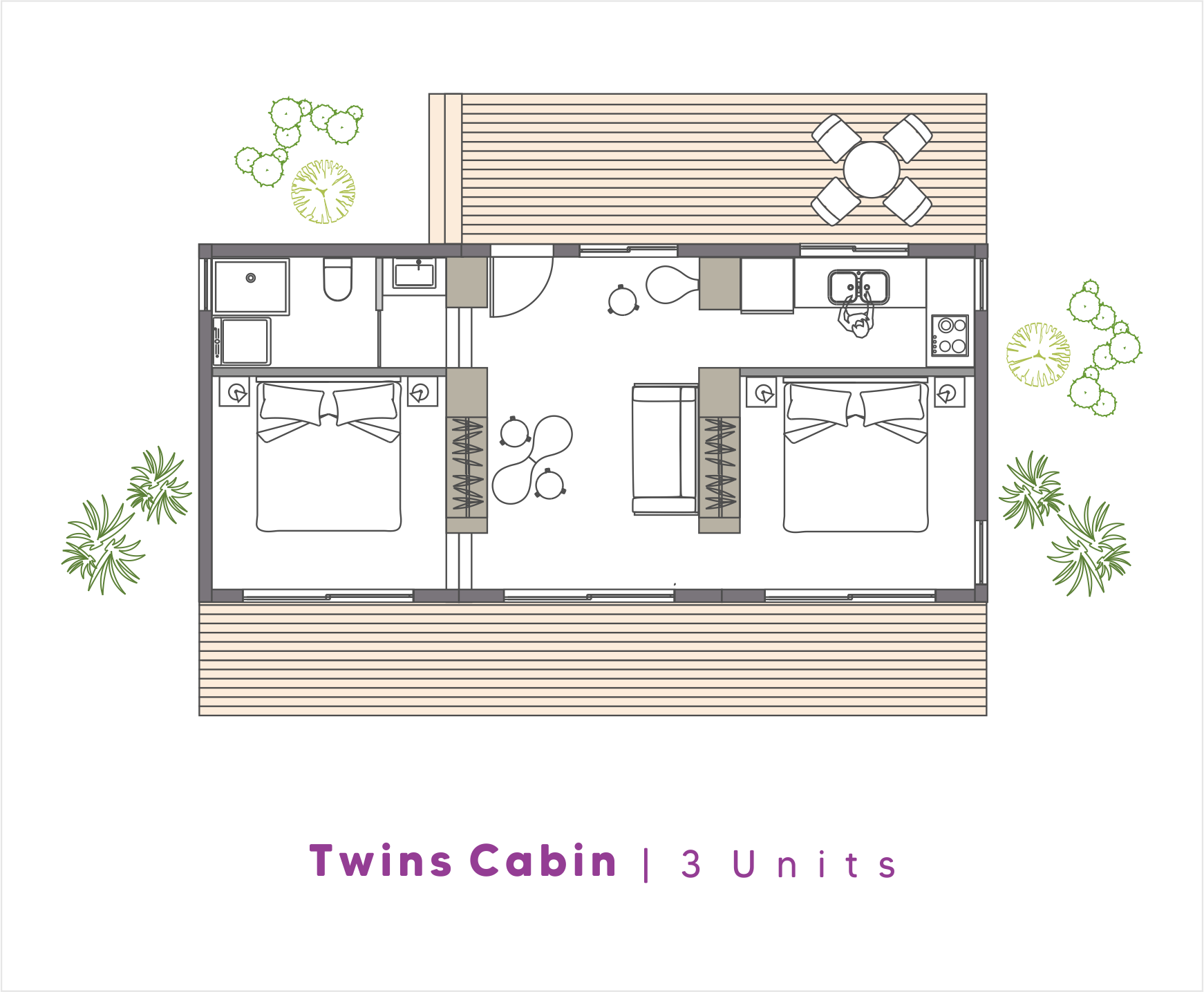 NoRootsHomes Modular Eco Home | Twins Cabin | 3 Units